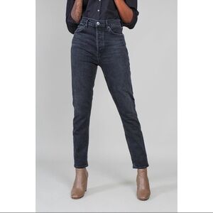 Agolde Nico High Rise Jeans Washed Black Size 32